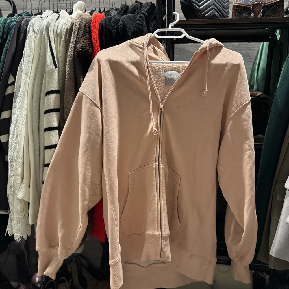 TNA Tan Fleece Zip-Up Hoodie